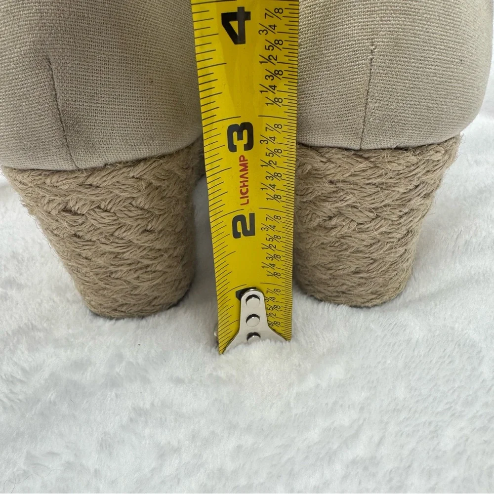 Vionic Kaitlyn Women's‎ Wedge Orthotic Sandal Oat Beige Canvas Size 8 Tie Strap